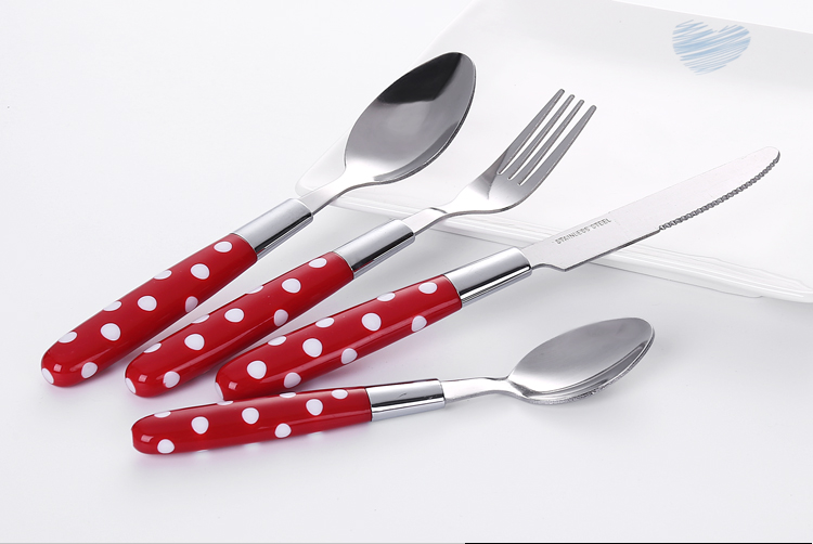 2 tones injected plastic handle cutlery set,flatware set