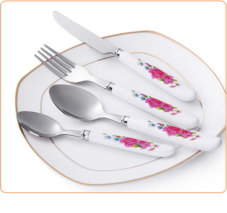 16/24pcs customized plastic handle color cutlery set