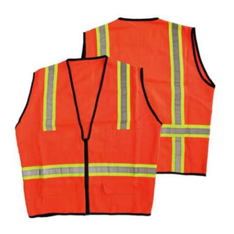 CE EN471 High Visibility Fluorescent Orange Reflective Safety Warning Vest