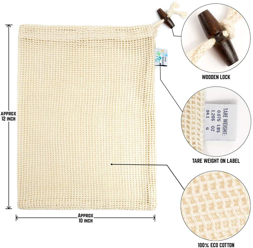 Cotton mesh bag for fruits and vegetables