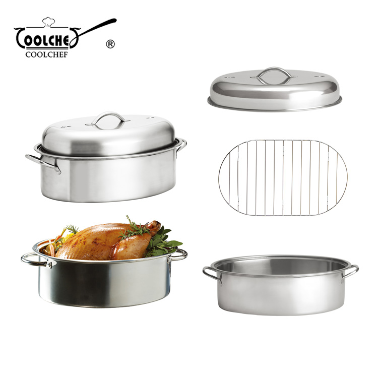 Stainless Steel Roasting Pan with A Wire Rack