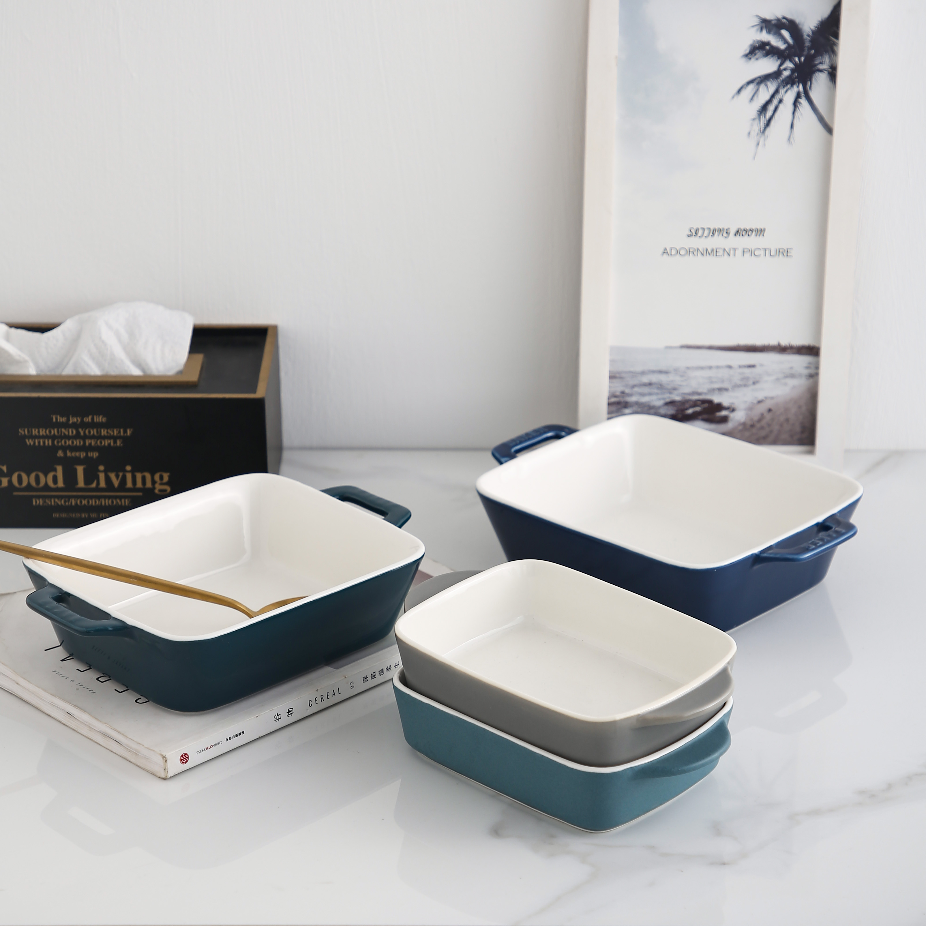 rectangular color household ceramics bakerware