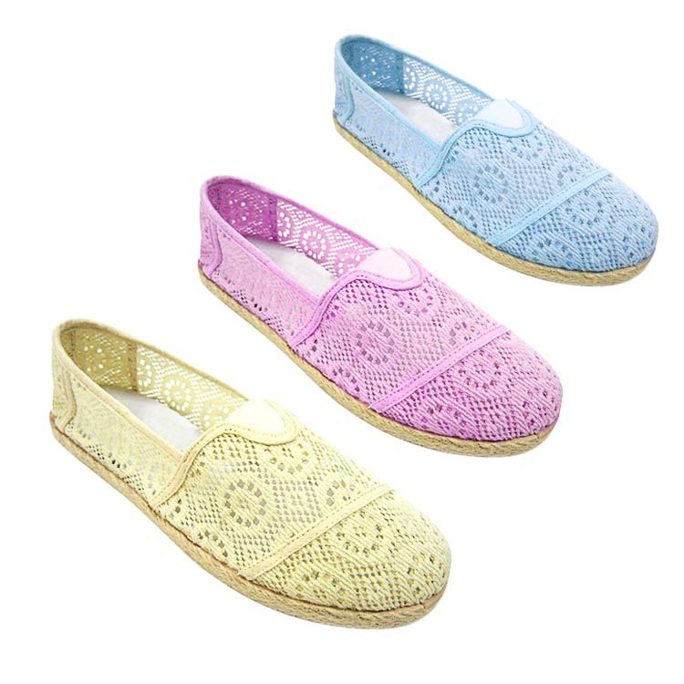 Fashion knitted canvas pvc female women ladies flat injection flat shoes with lace upper
