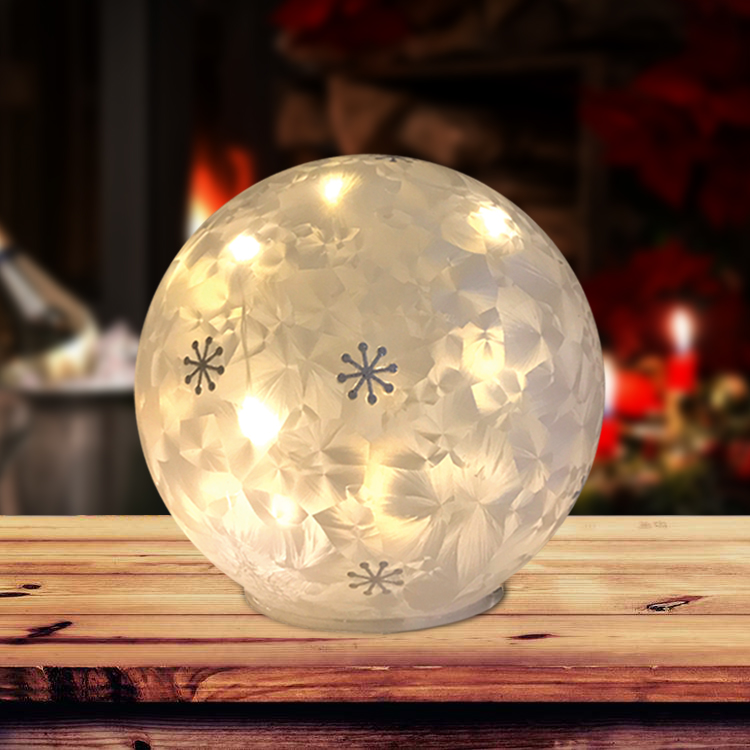 Illuminated glass ball LED Christmas ornament tabletop decoration