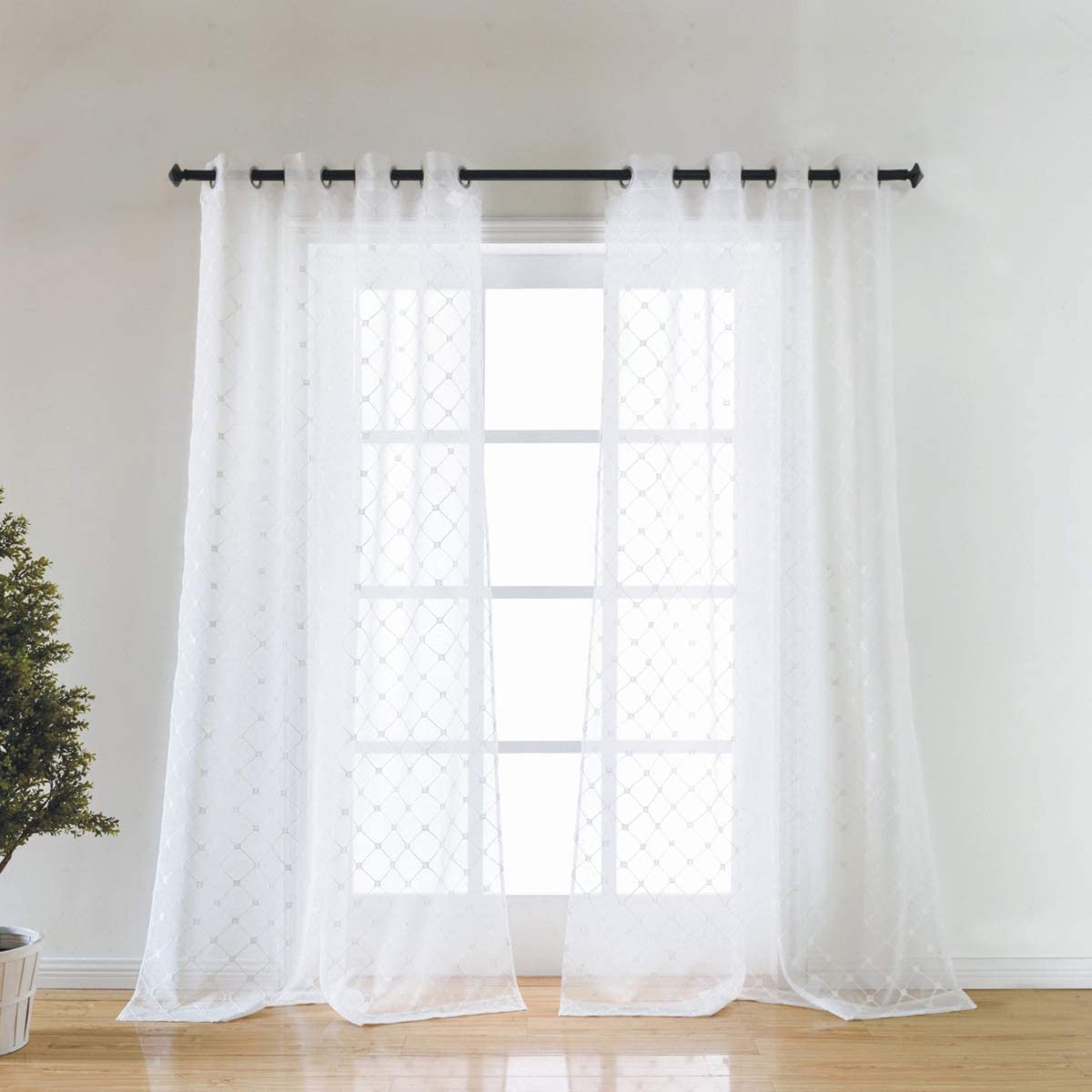 Embroidered Leaf Window Curtains
