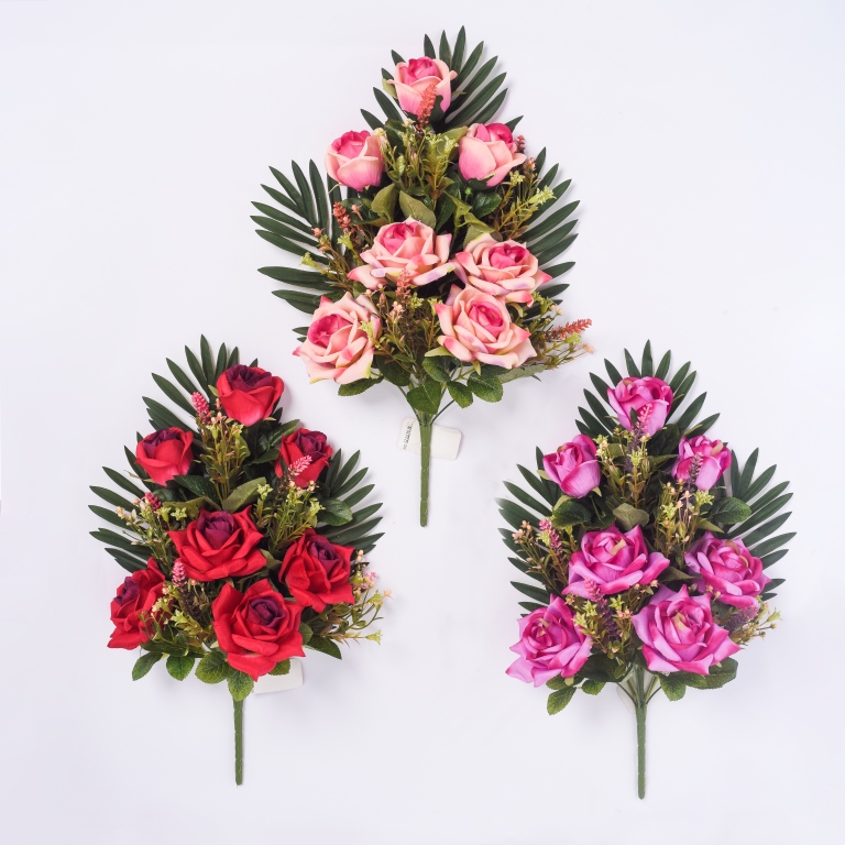 Silk fabric rose bush X 12 stems