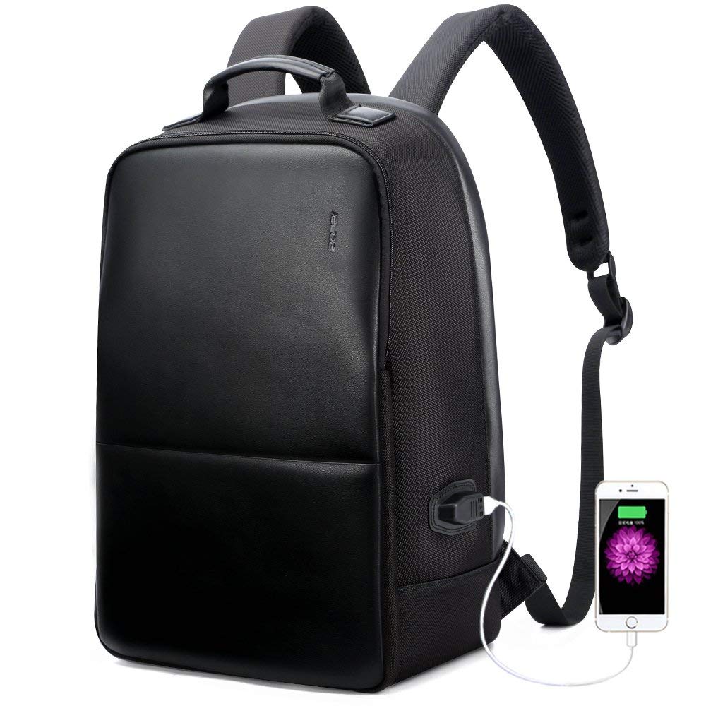 BOPAI Anti-Theft Business Backpack 15.6 Inch Laptop Water-Resistant with USB Port Charging Travel Backpack Anti-Glare Functional Rucksack Light-Weight Backpack for Men (15.6 inch, Black)