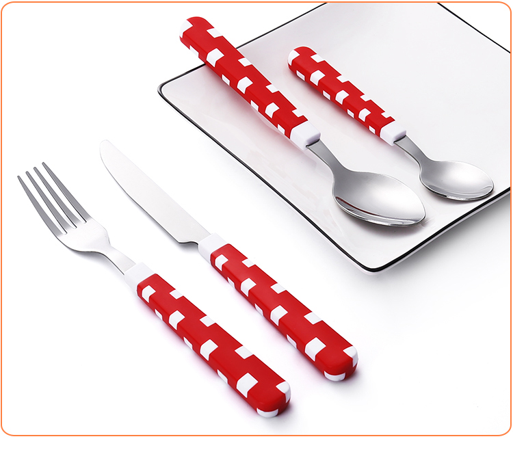 2 Tong Injected Plastic Handle Cutlery Food Grade Stainless Steel Flatware Set