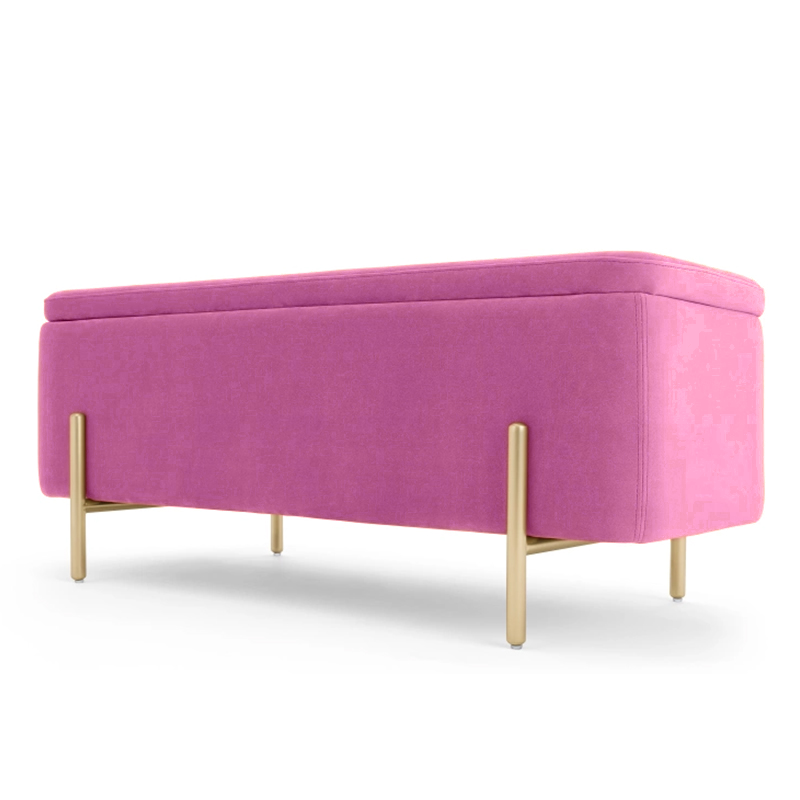 New luxury bedroom velvet fabric ottoman for storage with removable legs