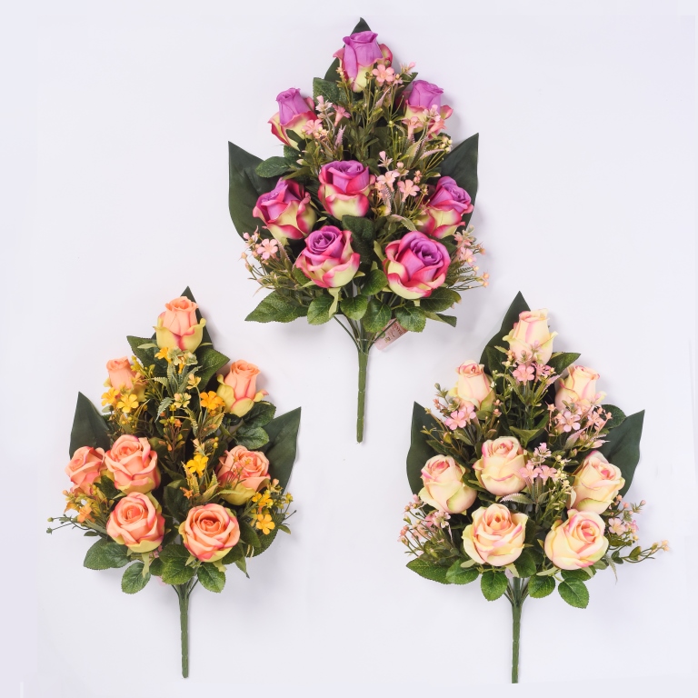 fabric rose bush X 14 stems