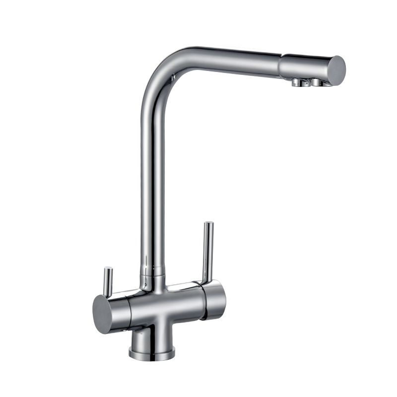 Three way kitchen faucet with purified water
