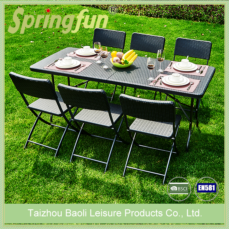 Folding in half table 6ft folding table rattan table plastic table foldable table wicker table HDPE table rectangle table garden table camping table