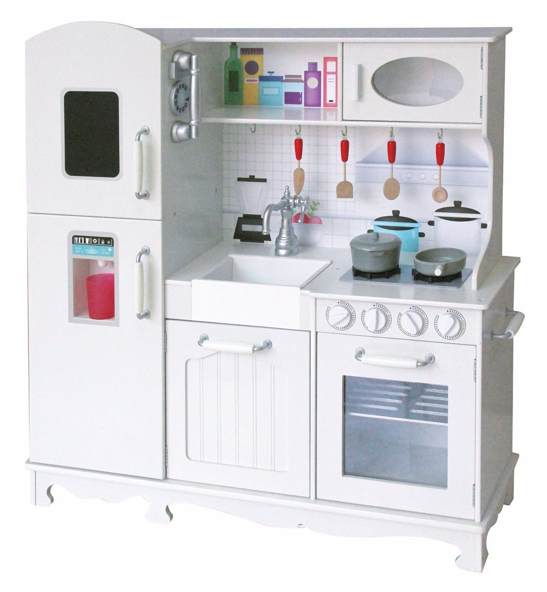 White wooden kitchen pretend toy