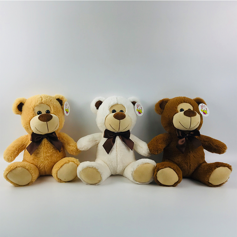 25cm plush cute sitting bear toys soft stuffed bear with ribbon