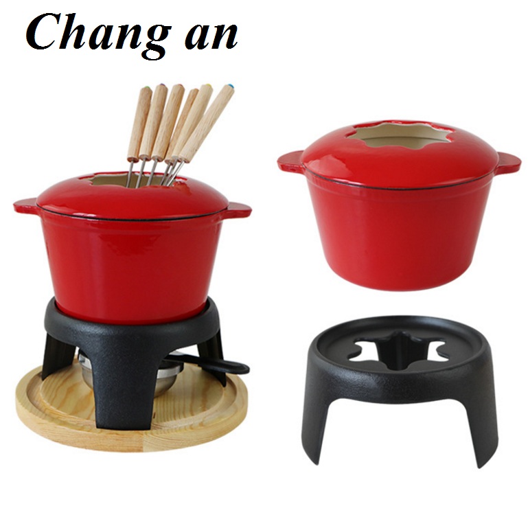 Cast iron enamel foundue set