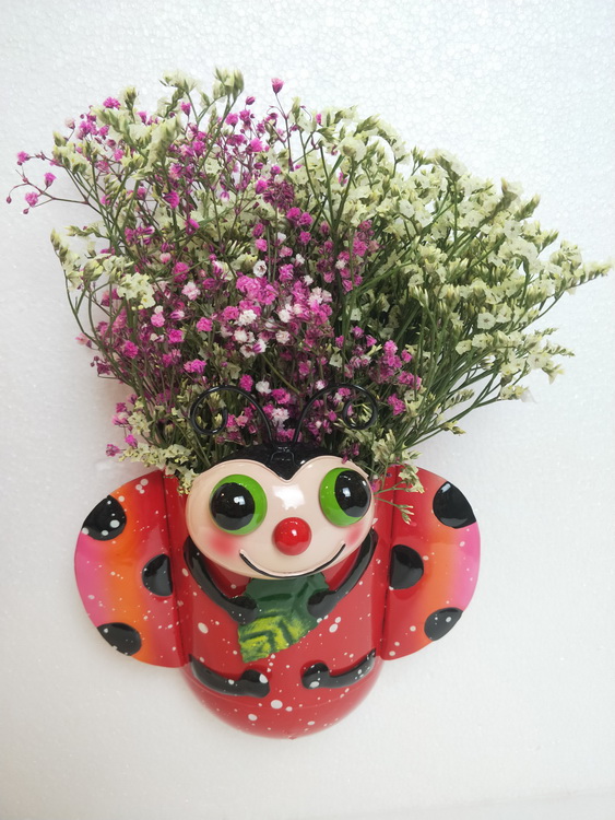Cartoon Ladybug Flowerpot wall hanging