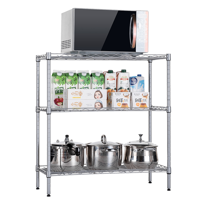 3-Tier Steel Wire Shelving Unit in Black