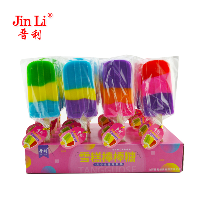 Three layer color and flavor ice-lolly shaped lollipop candy