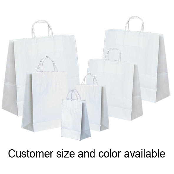 White kraft paper bag with twisted handle