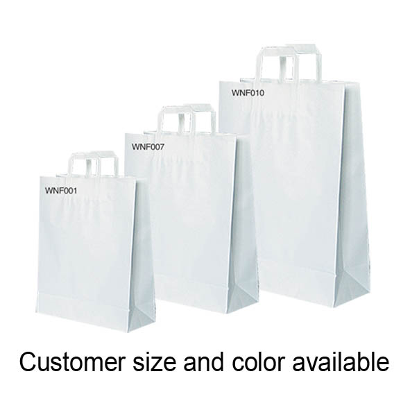White Kraft Paper Bag With Flat Handle
