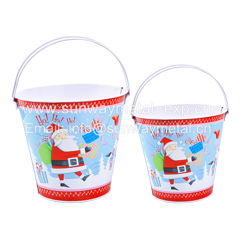 Christmas tin bucket