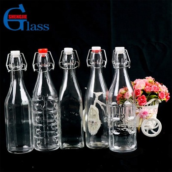 500ml Clear Glass Water Bottle Manufacturing With Swing Top Lid