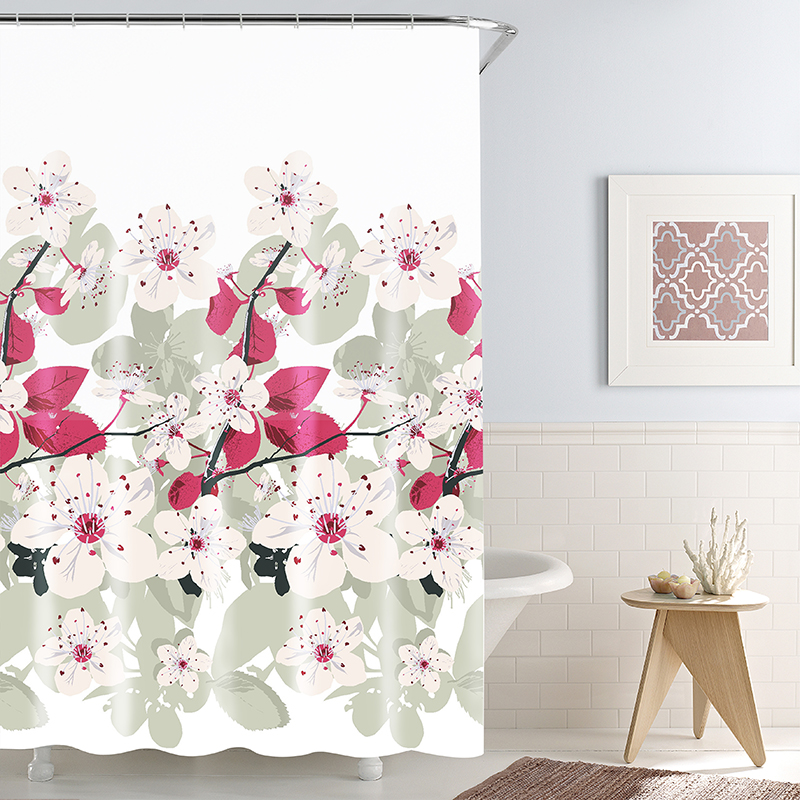 Waterproof and mildew proof printing polyester shower curtain