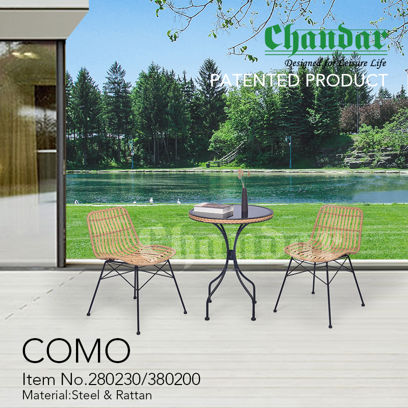 Outdoor furniture Como 3 Piece Rattan Seating Group Garden set Patio Set Steel Wicker Chair