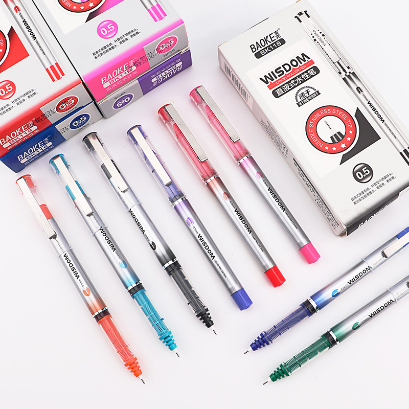 BK118 Straight liquid type water-based signature pen 0.5mm needle tip 8 colors