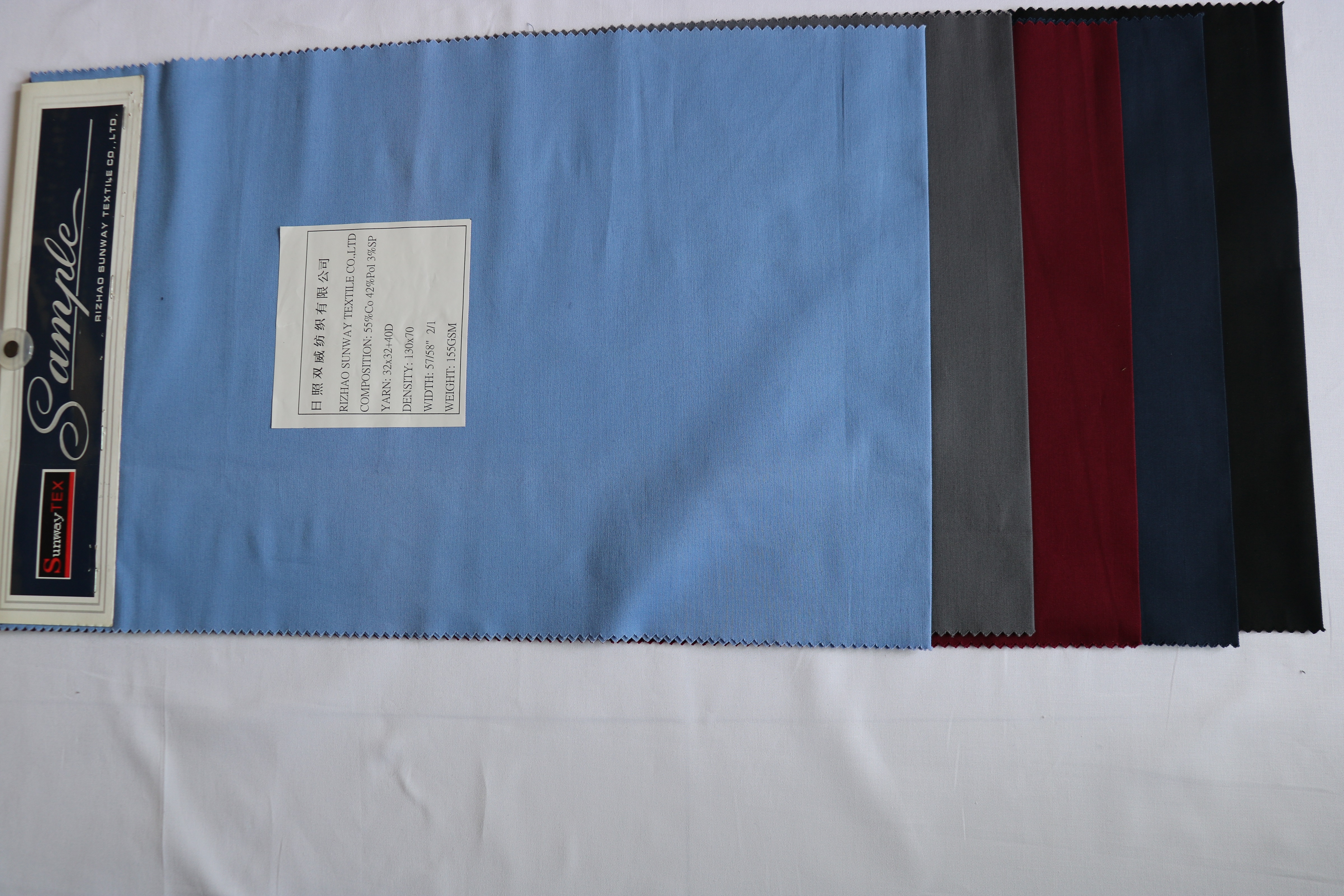55%cotton 42%poly 3%spandex 155gsm Twill Dyed
