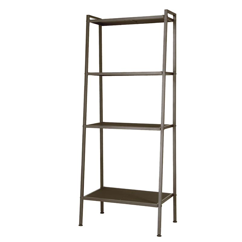 4-Tier ladder-Shape Display Bookcase, Storage Organizer Unit with Metal Frame