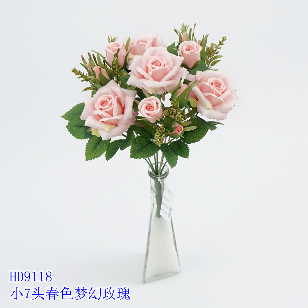 ! 0.33m Artificial Flower Artifical flowers factory home decoration wedding bridal Small Spring Rose Bunch X7