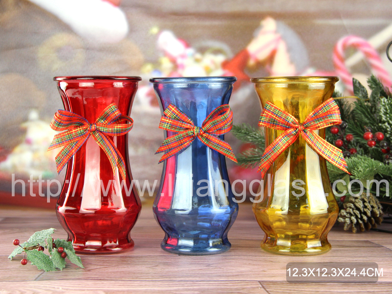 Christmas glass vase