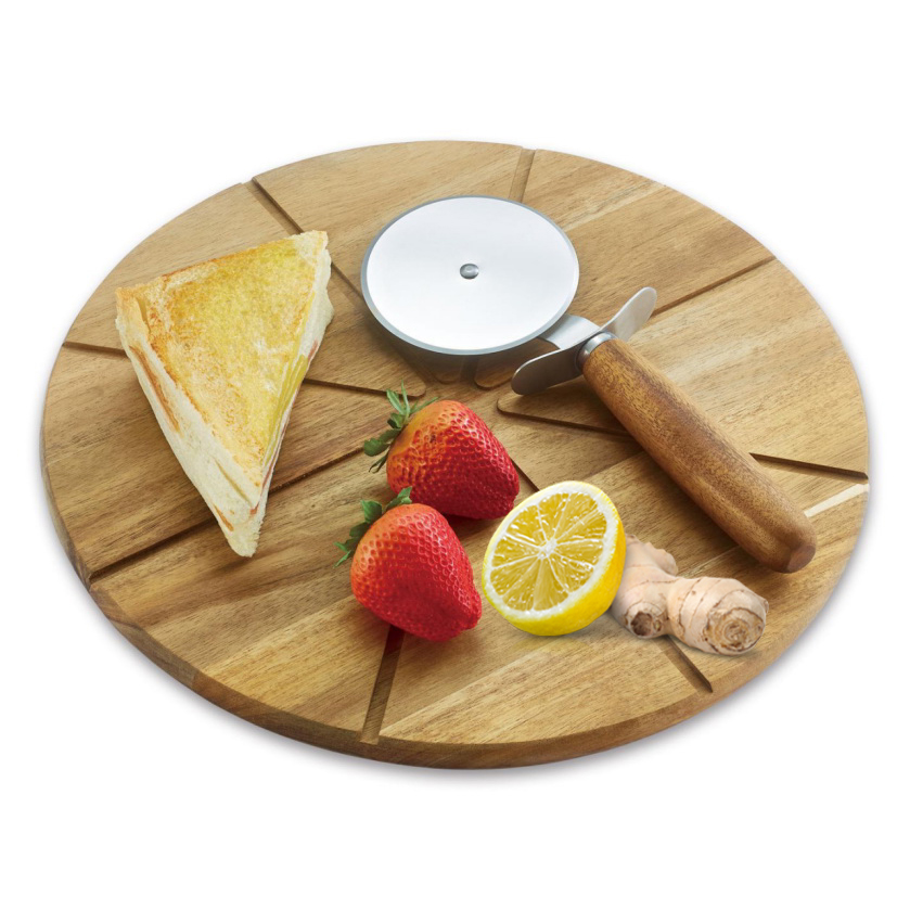 Wooden Pizza Board and Cutter