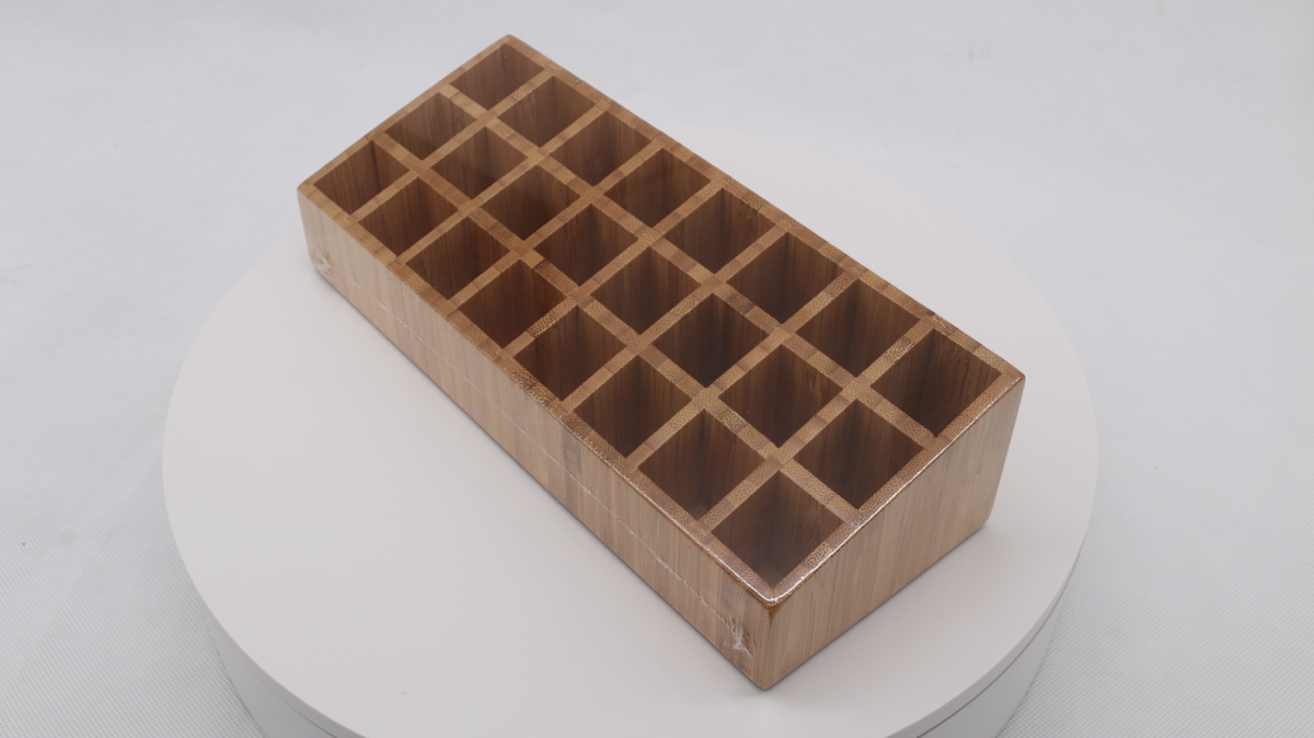 24 Compartments Bamboo Lipstick Organizer Makeup Box