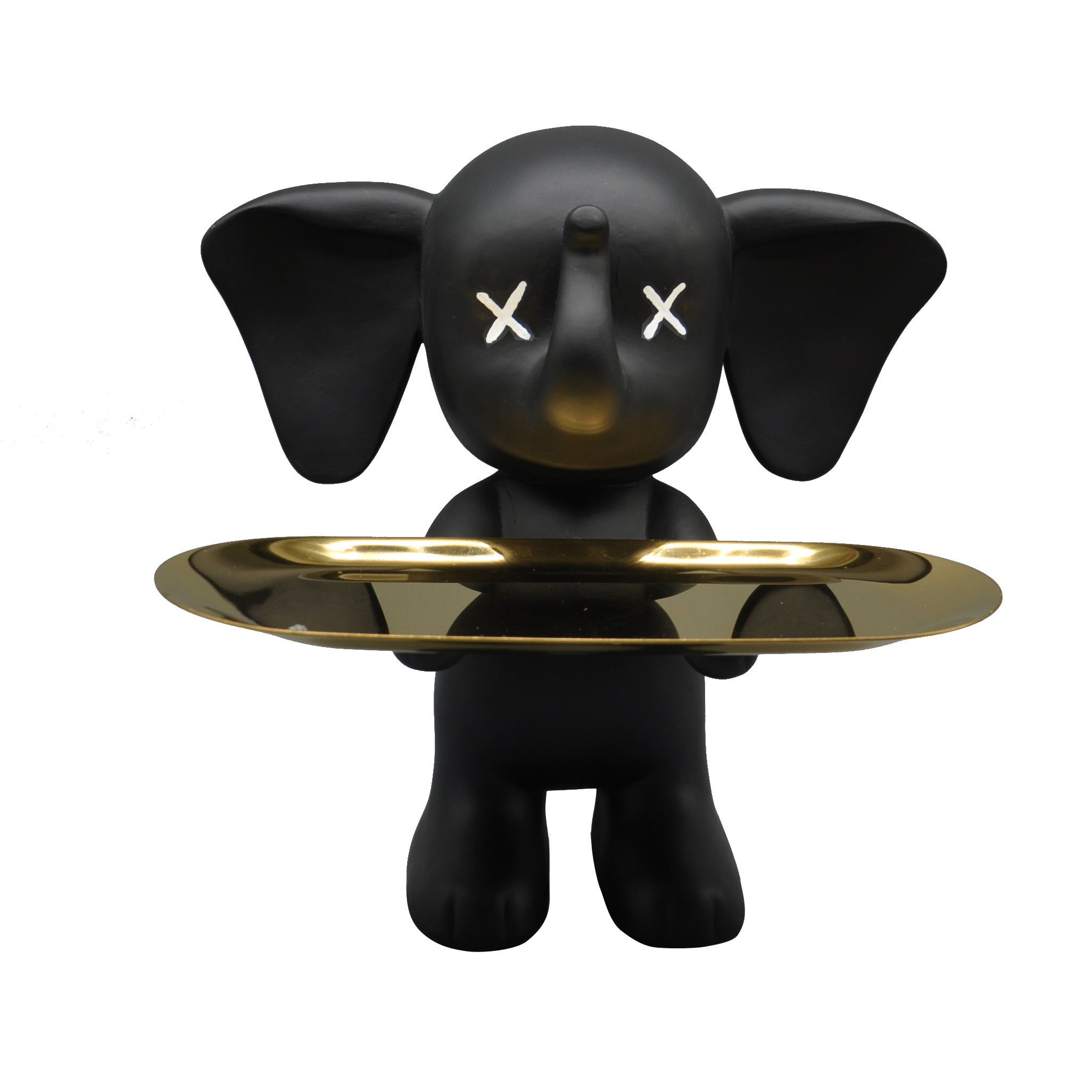 Wholesale resin molds cartoon elephant sculpture with plate crafts accessories for indoor decoration