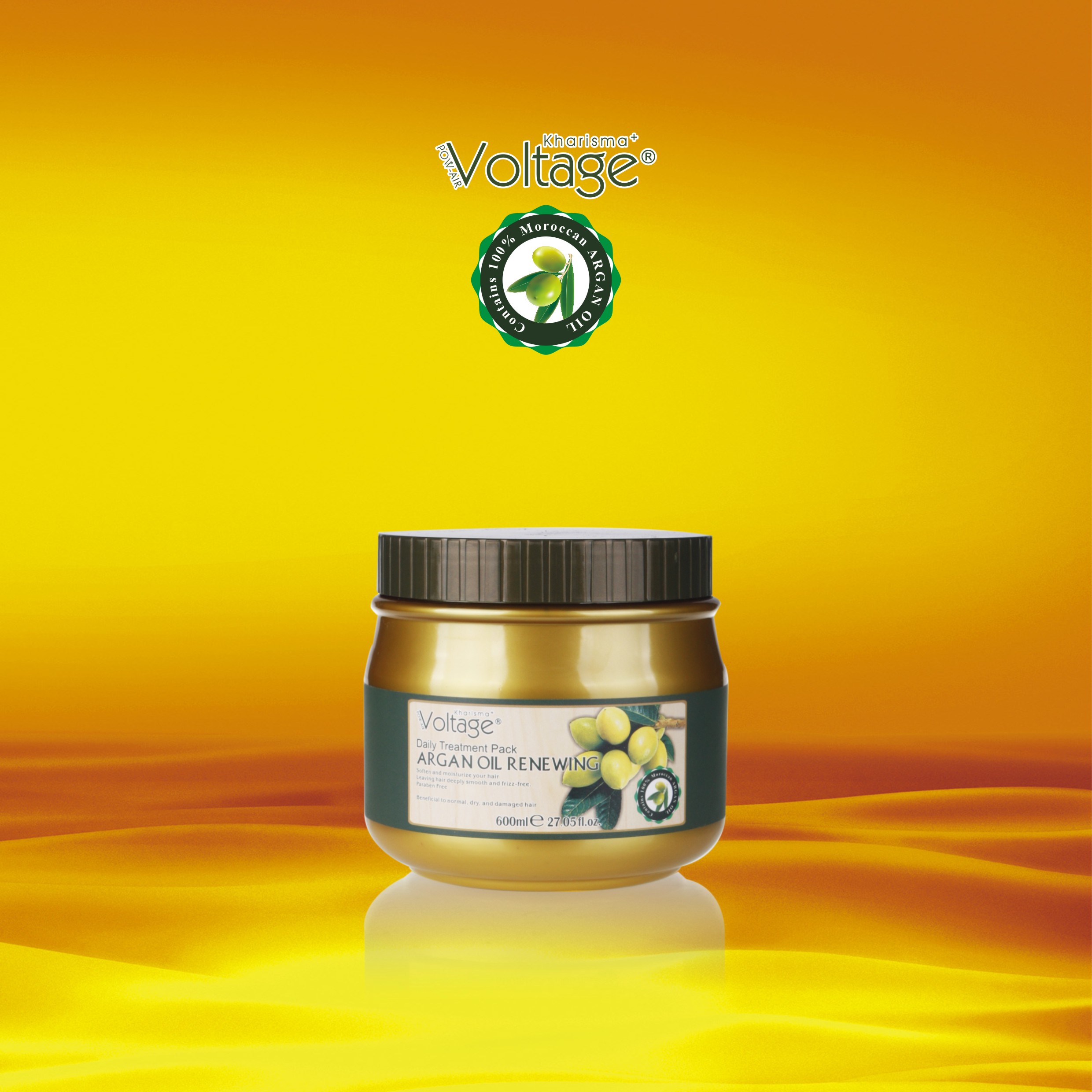 Kharisma Voltage Argan Oil Hair Care Renewing Daily Hair Treatment 600ML Moisturizer Treatment for Dry & Damaged Hair OEM
