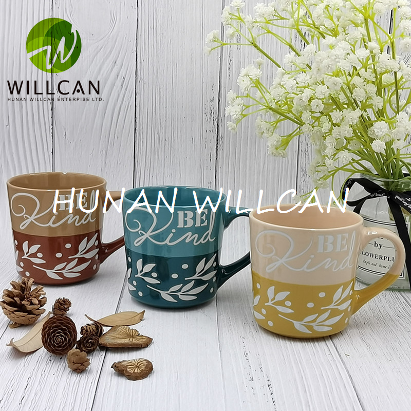 500ML 2 color mix reactive glaze Hand Painted Mug