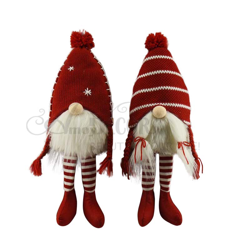 2asst.fabric Sitting Boy & Girl Gnome Décor