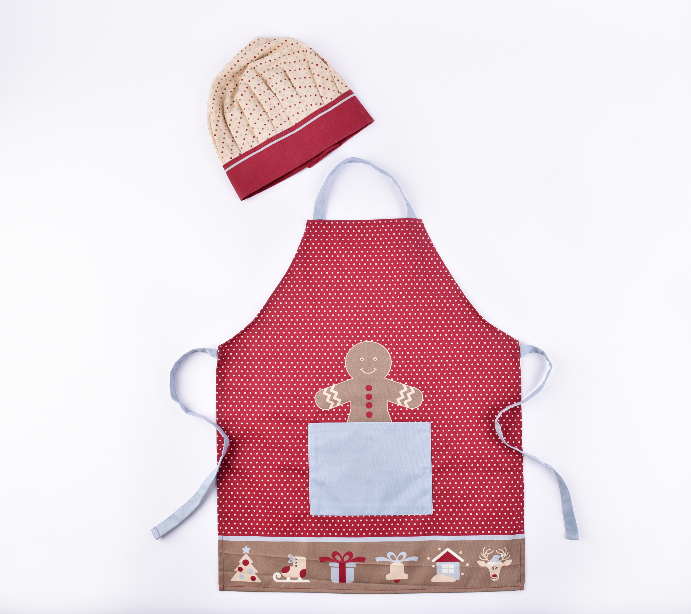 Fashionable Poly Cotton Printed Apron With Front Pocket Set For Kids