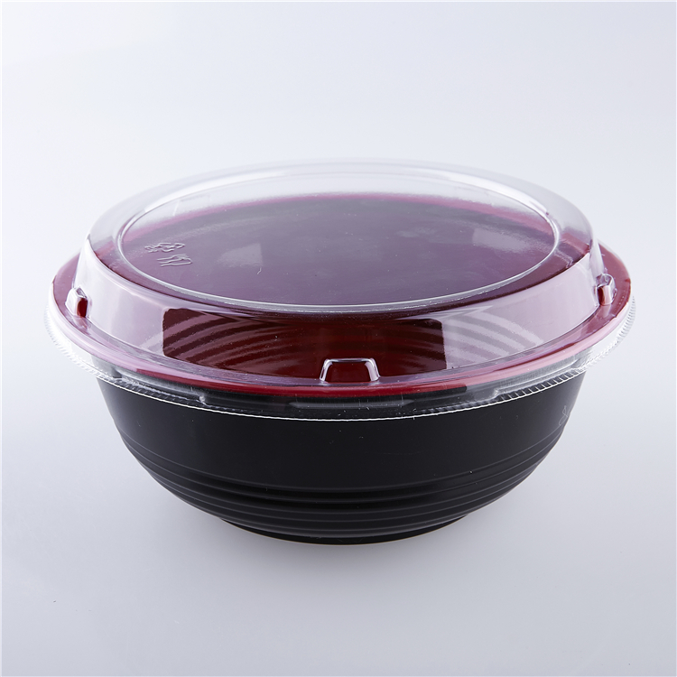 SM3-2104 700ml plastic red/black disposable donburi bowl with lid