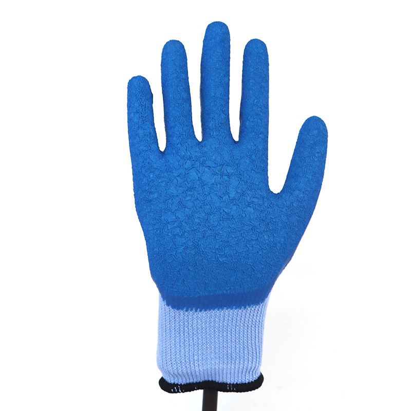 Glove Latex-10g 5 Threads Polycotton Shell Latex Coated, Crinkle Finish Glove Working Gloves