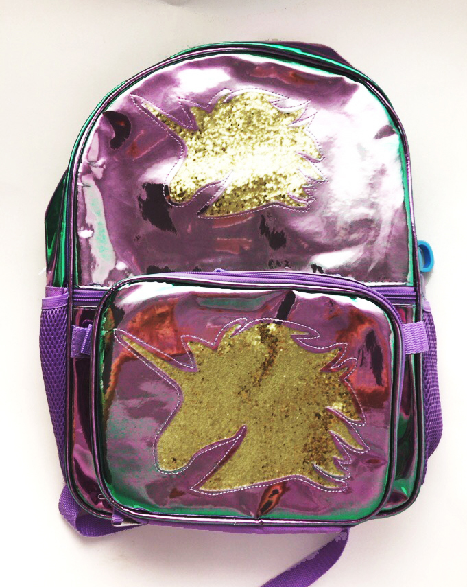 shinny pvc backpack with lunch bag