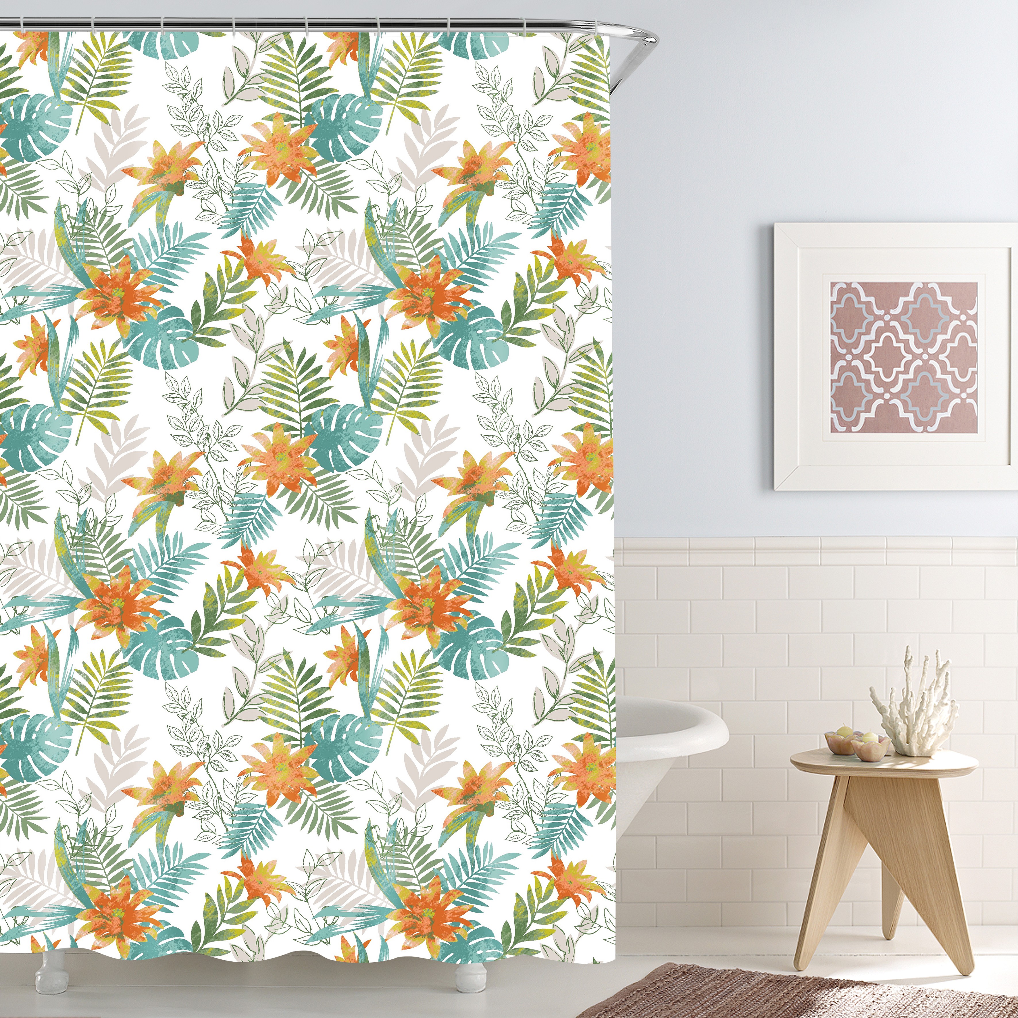 Waterproof bathroom partition curtain printing polyester shower curtain