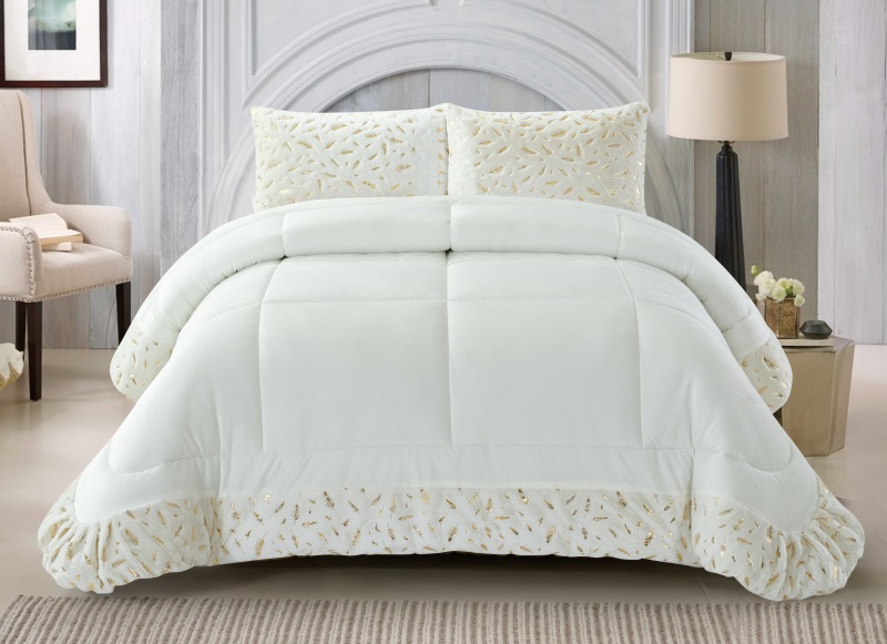 100% polyester PV plush glod blcoking comforter set