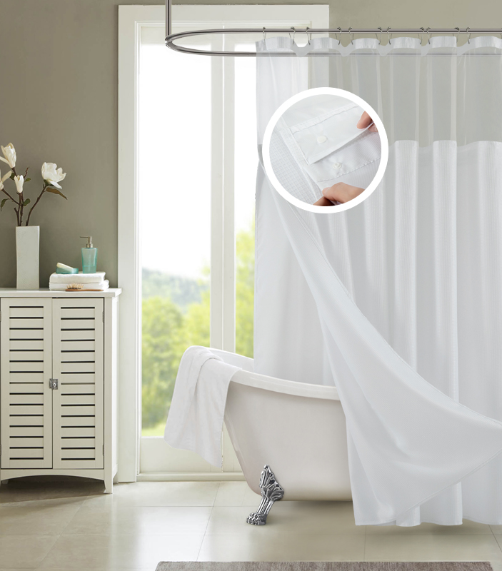 Hotel Shower Curtain With Detachable Liner