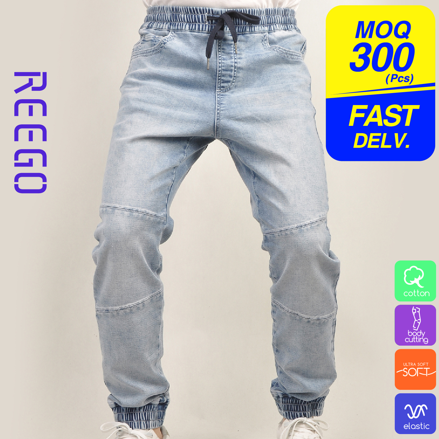 men’s jogger function denim fabric