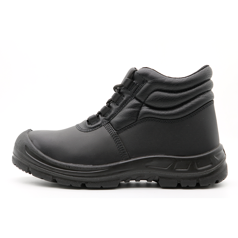 Black anti slip composite toe puncture proof oil industry safety shoes mid cut