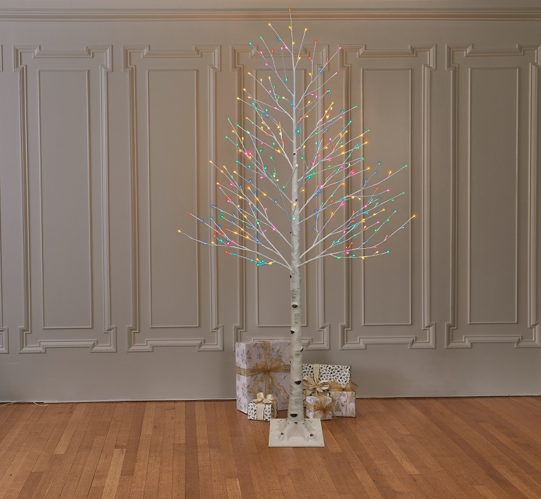 Pre lit White Birch Tree with Lights 7FT 280 Color Select LED Lit Trees for Christmas Indoor Outdoor Tree Lights Decor