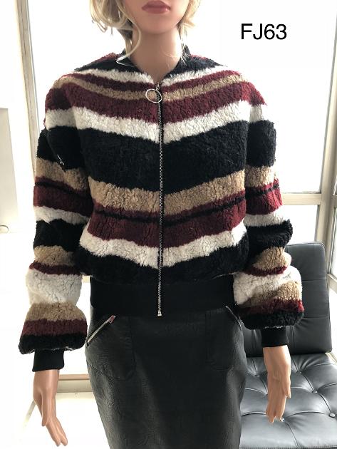 Ladies Jacquard Faux Fur Jacket